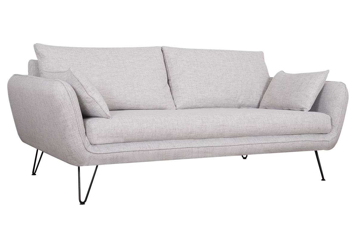 Canap design 3 places en tissu gris clair et mtal noir CREEP