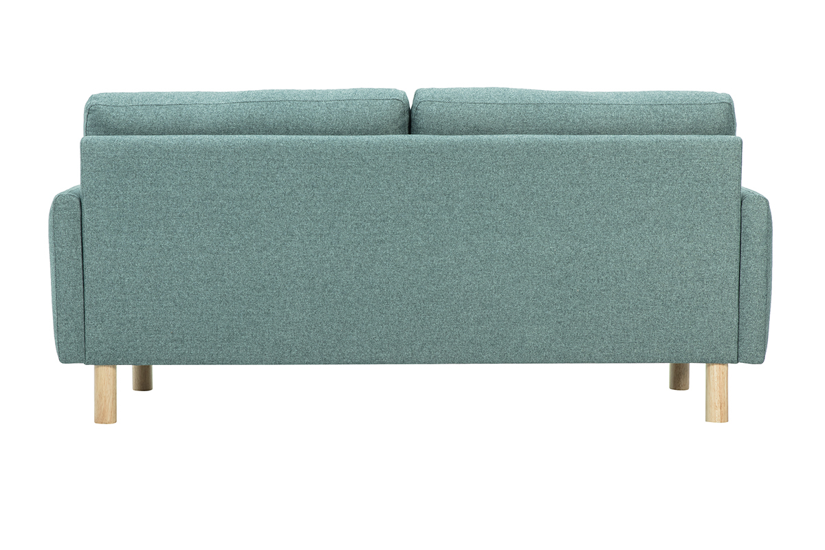 Canap� design 3 places en tissu vert de gris et bois clair BONO