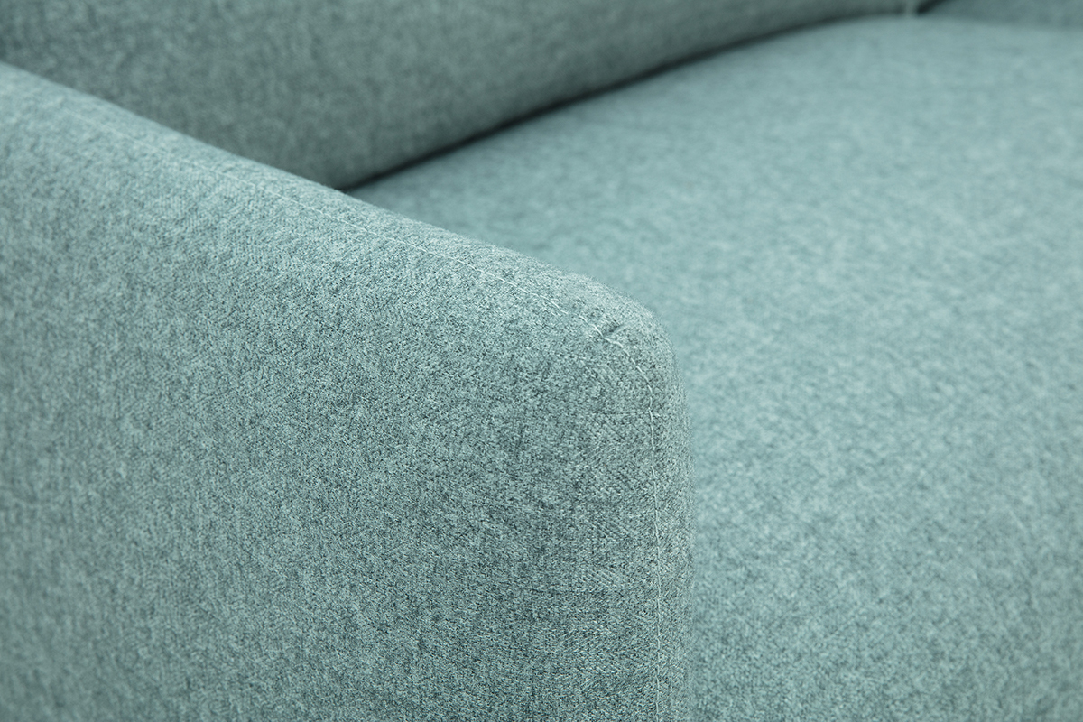 Canap� design 3 places en tissu vert de gris et bois clair BONO