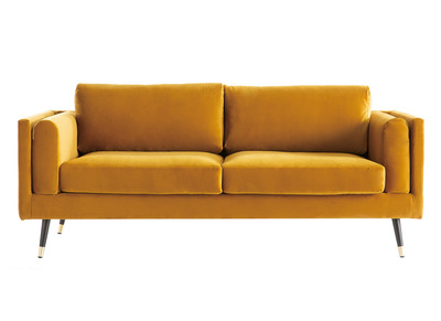 Canapé design 3 places en velours jaune STING