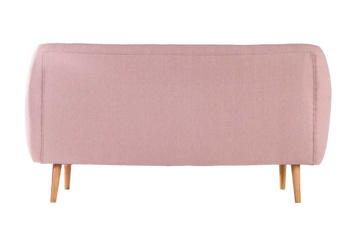 Canap� design 3 places h�tre et tissu vieux rose OLAF