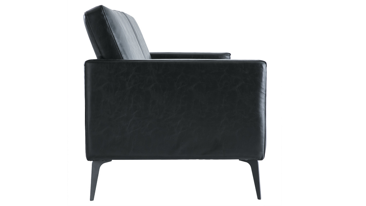 Canap design 3 places noir RICCI