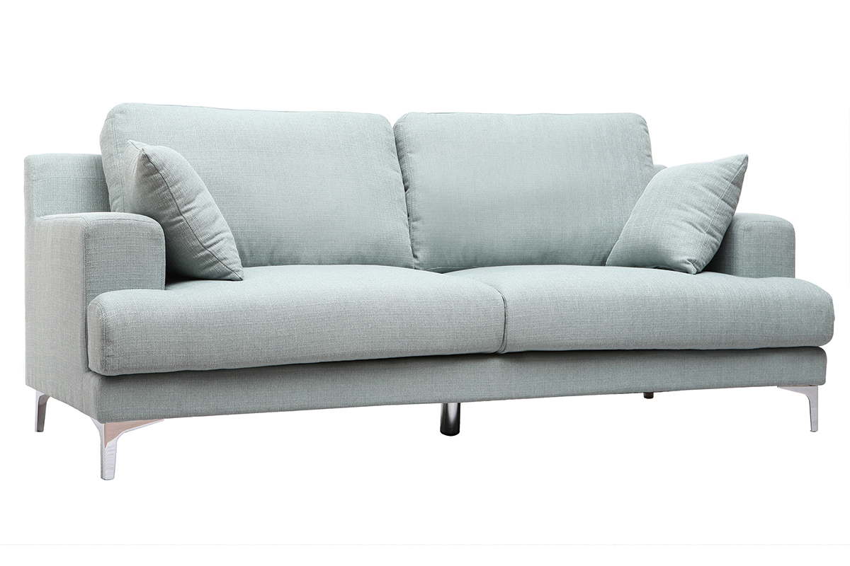 Canap design 3 places tissu bleu clair BOMEN