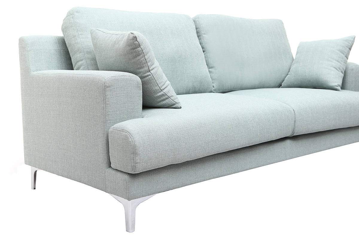 Canap design 3 places tissu bleu clair BOMEN