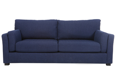 Canap&eacute; design 3 places tissu bleu fonc&eacute; MILORD