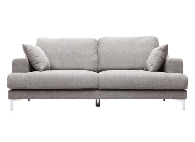 Canap&eacute; design 3 places tissu gris clair BOMEN