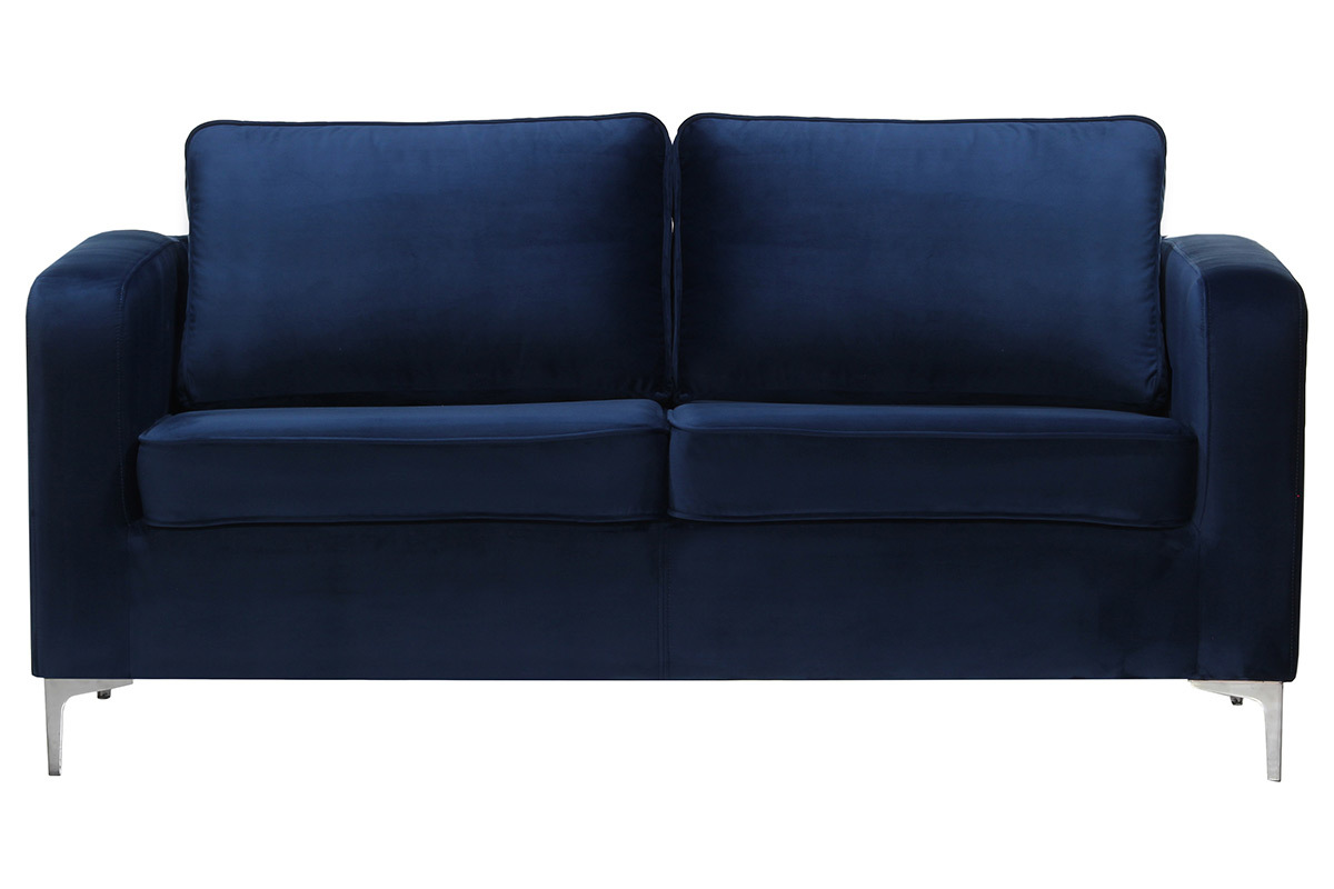 Canap� design 3 places velours bleu nuit HARRY