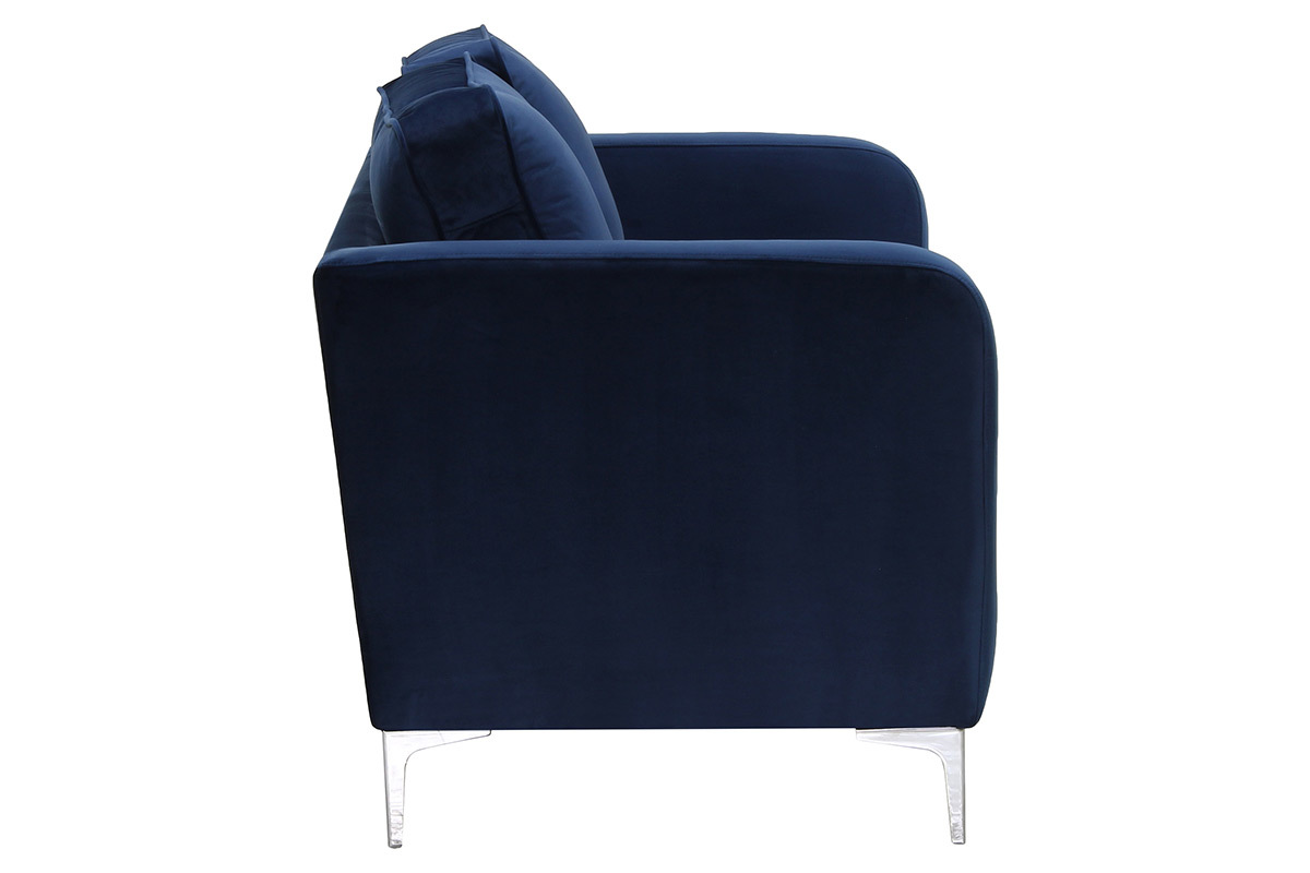 Canap� design 3 places velours bleu nuit HARRY