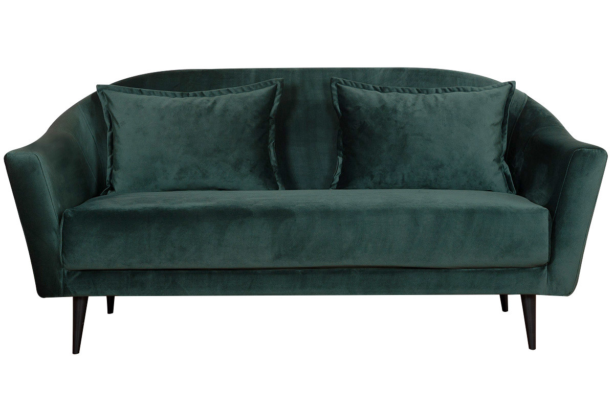 Canap design 3 places velours vert fort FOLIES