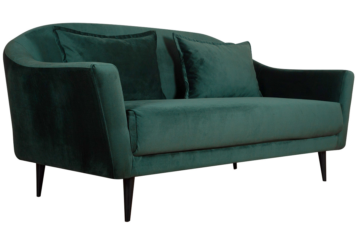 Canap design 3 places velours vert fort FOLIES