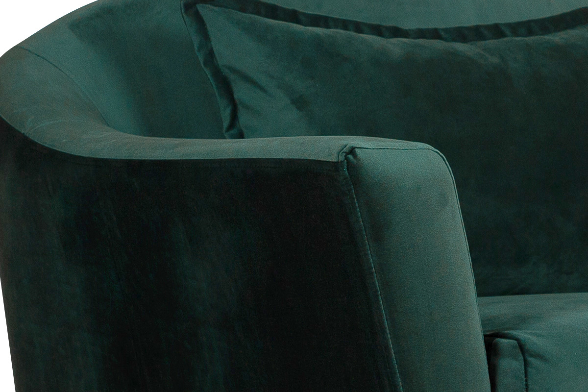 Canap design 3 places velours vert fort FOLIES