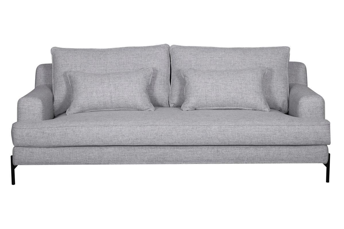 Canap design 4 places en tissu gris chin et mtal noir PUCHKINE