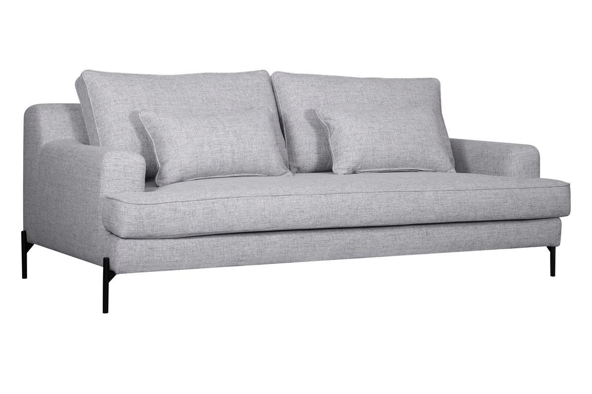 Canap design 4 places en tissu gris chin et mtal noir PUCHKINE
