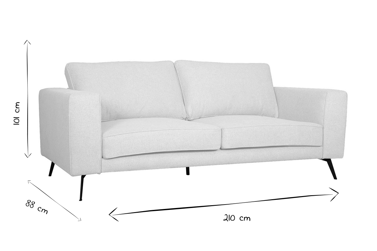 Canap design 4 places L210cm en tissu gris et mtal noir OSMANN