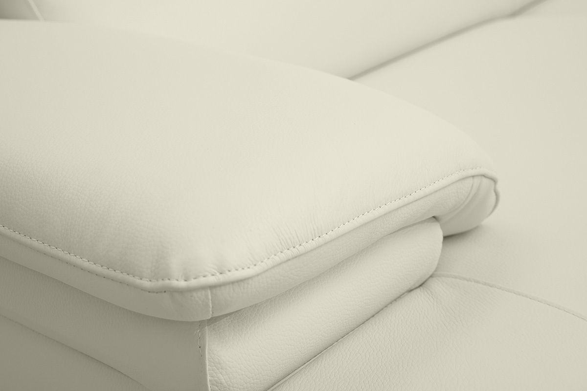 Canap design avec ttires ajustables 3 places cuir blanc et acier chrom EWING