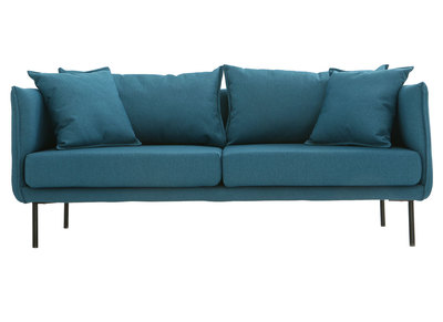 Canap&eacute; design contemporain 3 places bleu canard MATHIS