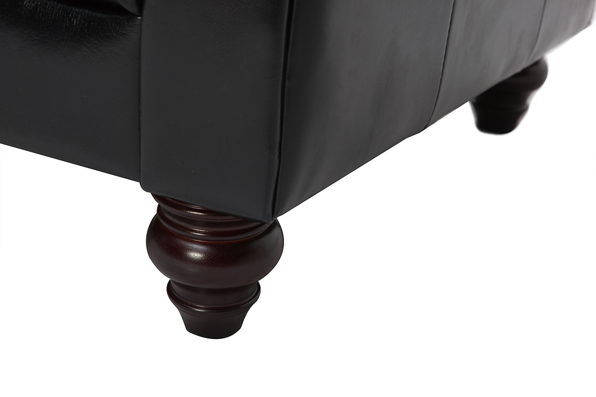 Canap� design cuir noir 3 places CHESTERFIELD - cuir de buffle