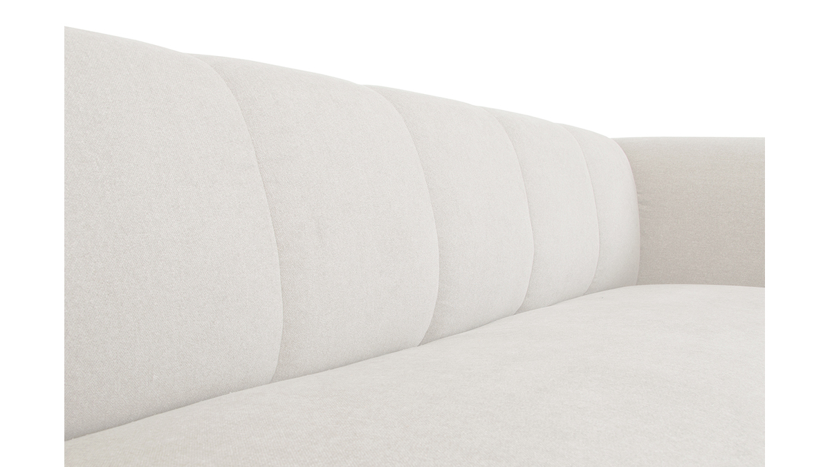 Canap design en tissu effet velours beige 3-4 places OLIVEIRO