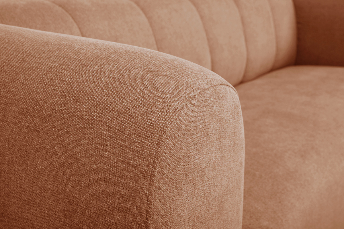 Canap design en tissu effet velours terre brle 3-4 places OLIVEIRO