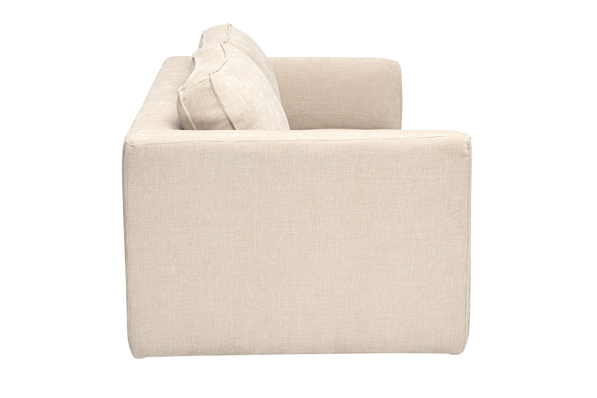 Canap� design en tissu effet velours textur� beige 3 places GRAMMY