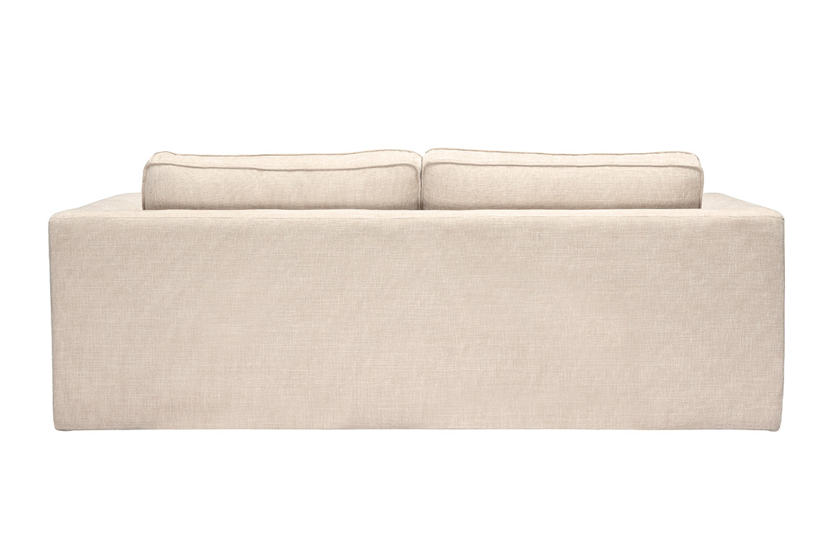 Canap� design en tissu effet velours textur� beige 3 places GRAMMY