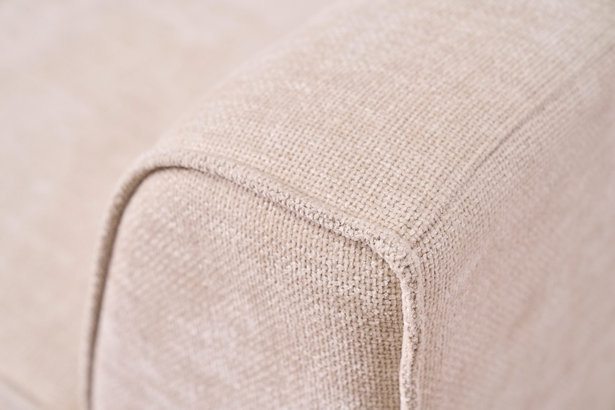 Canap� design en tissu effet velours textur� beige 3 places GRAMMY