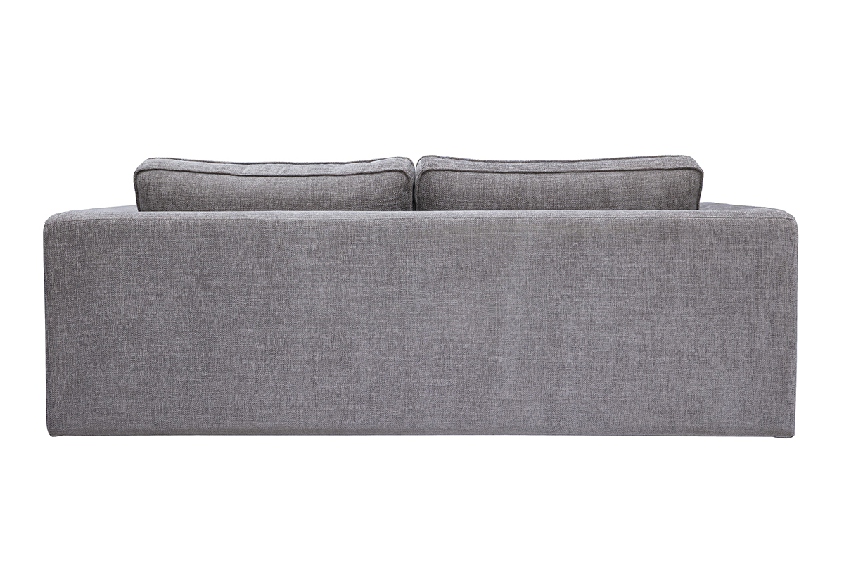 Canap� design en tissu effet velours textur� gris 3 places GRAMMY