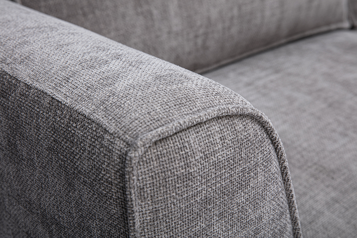 Canap� design en tissu effet velours textur� gris 3 places GRAMMY
