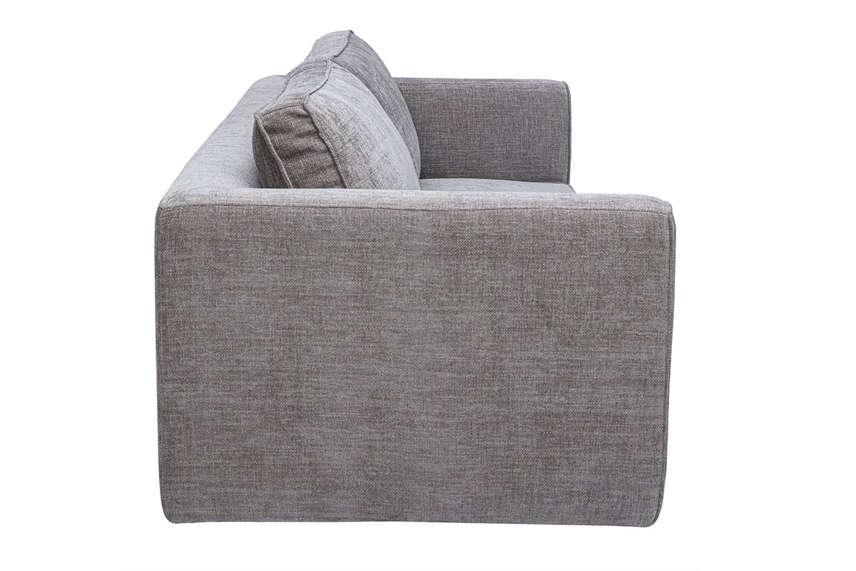 Canap� design en tissu effet velours textur� gris 3 places GRAMMY