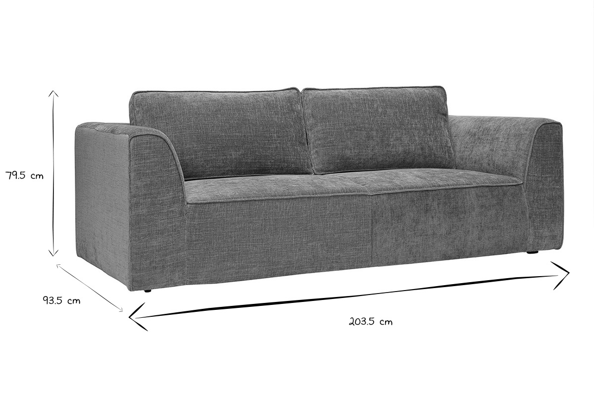 Canap� design en tissu effet velours textur� terre br�l�e 3 places GRAMMY