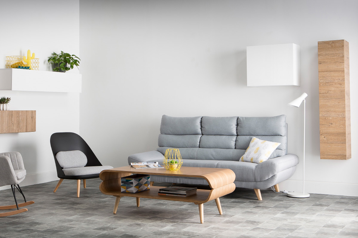 Canap design scandinave 3 places gris NORDIK