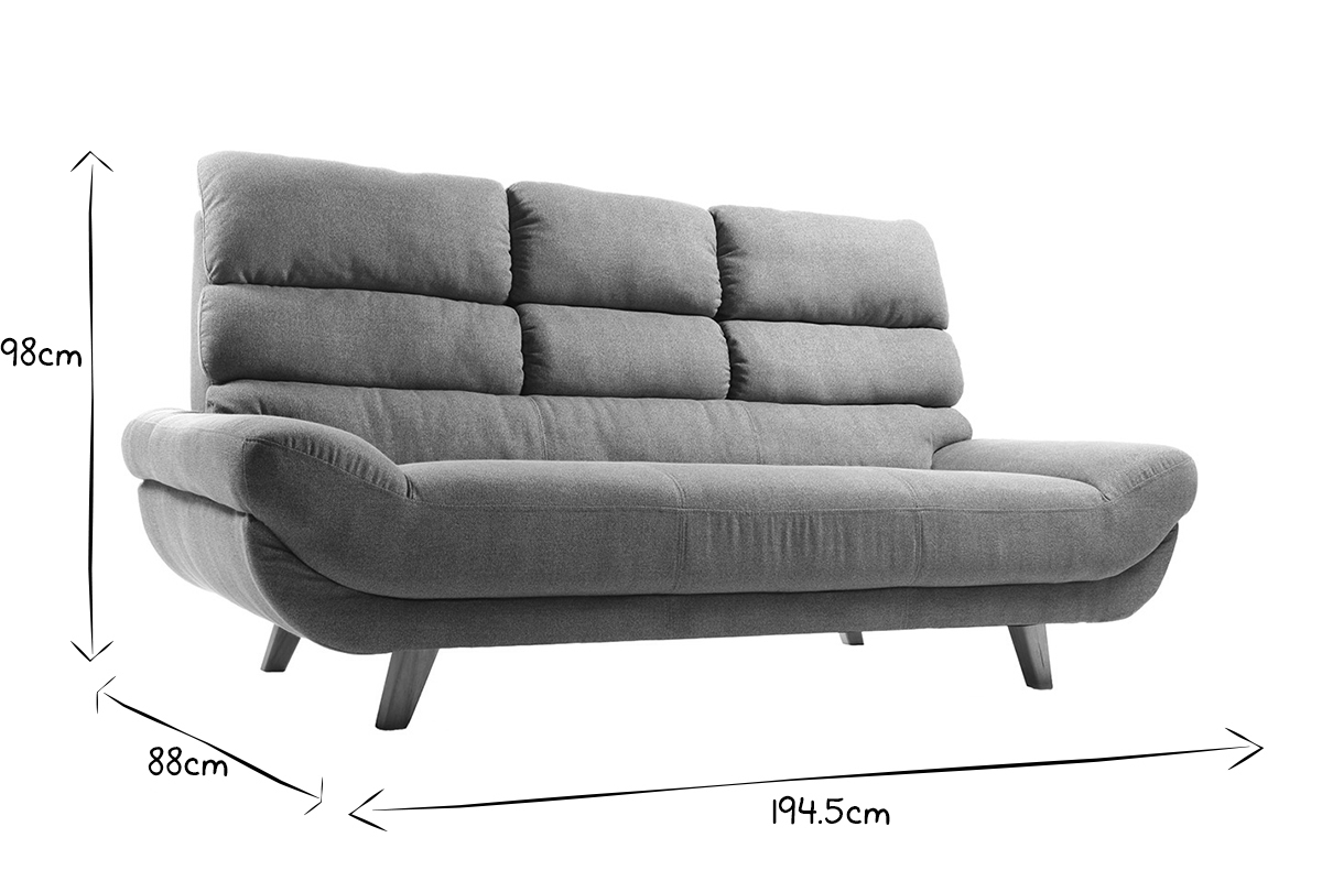 Canap design scandinave 3 places gris NORDIK