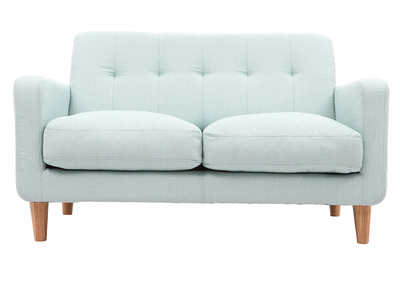 Canap&eacute; design scandinave tissu bleu lagon 2 places LUNA