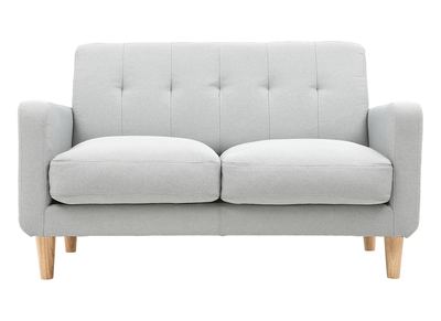 Canap&eacute; design scandinave tissu gris clair 2 places LUNA