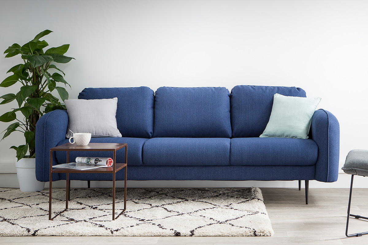 Canap� design tissu bleu canard 3 places SIDI
