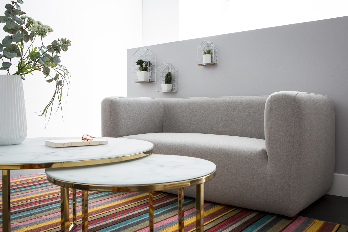 Canap� design tissu gris 2 places BACIO