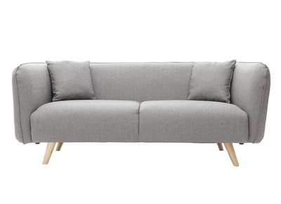 Canap&eacute; design tissu gris clair 3 places MOONLIGHT