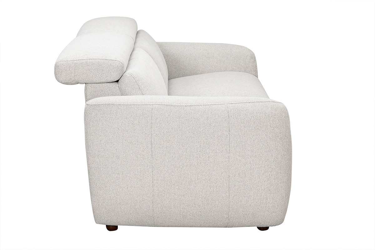 Canap� �lectrique 3 places avec t�ti�res ajustables et repose-pieds en tissu effet velours textur� beige MORZINE