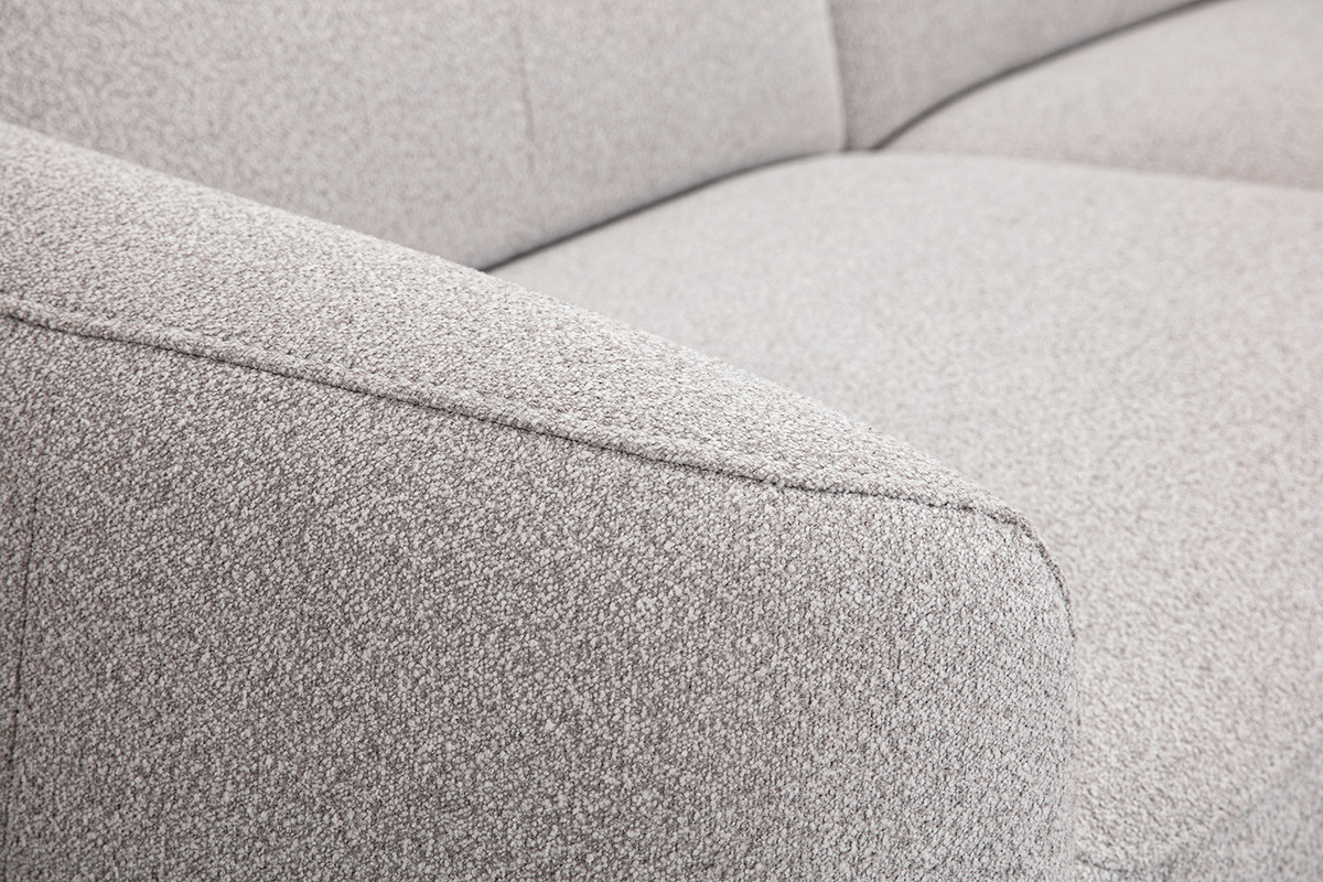 Canap� �lectrique 3 places avec t�ti�res ajustables et repose-pieds en tissu effet velours textur� gris clair MORZINE