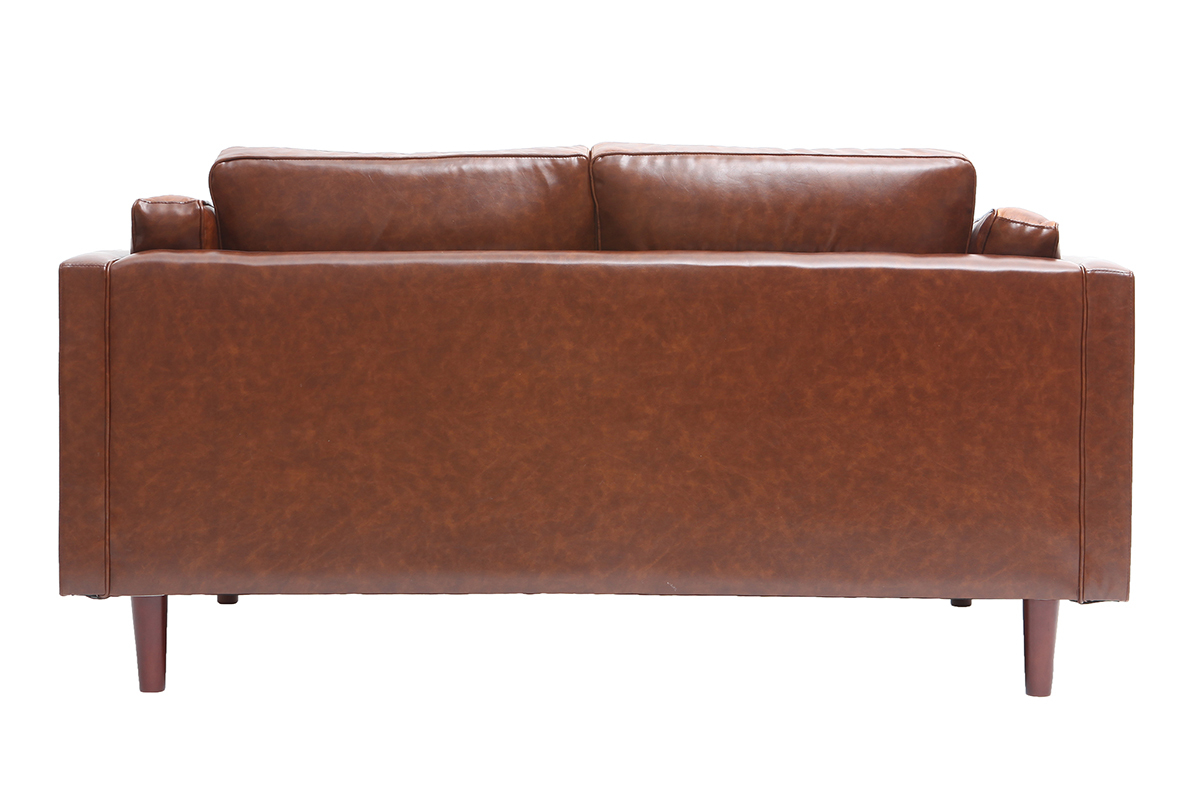 Canap en cuir vintage 2 places marron CURTIS - cuir de vache