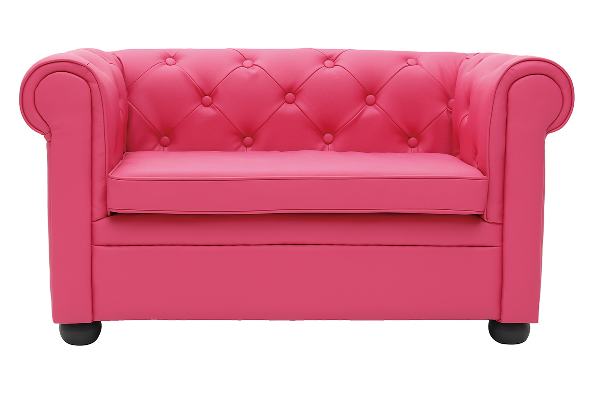 Canap enfant 2 places rose  -  BABY CHESTERFIELD