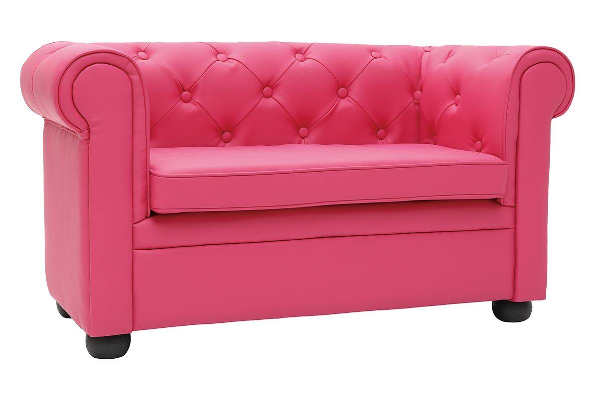 Canap enfant 2 places rose  -  BABY CHESTERFIELD