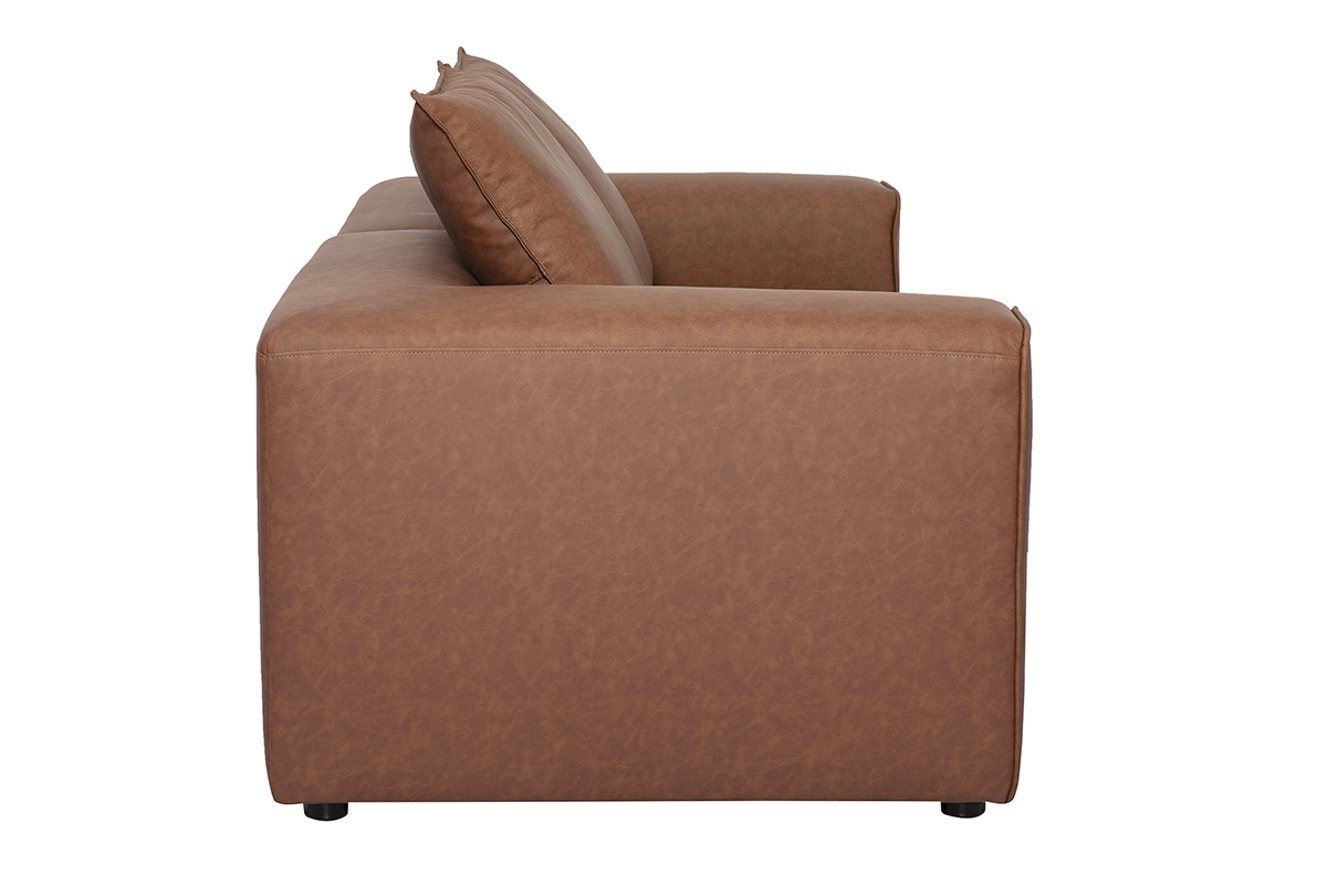 Canap� modulable 2 places en cuir marron FERGUS