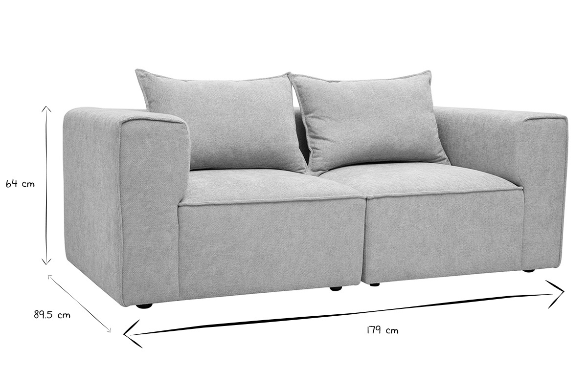 Canap� modulable 2 places en tissu effet velours textur� beige KERRY