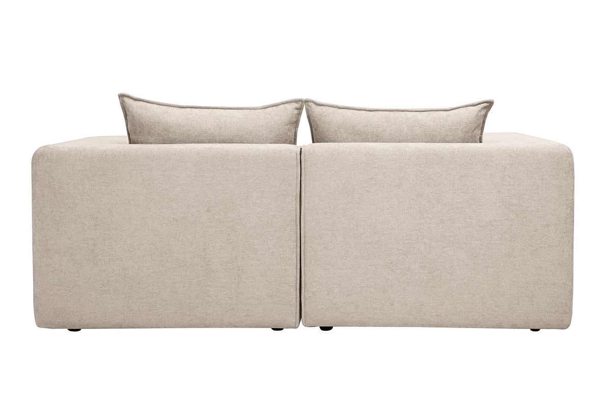 Canap� modulable 2 places en tissu effet velours textur� beige KERRY