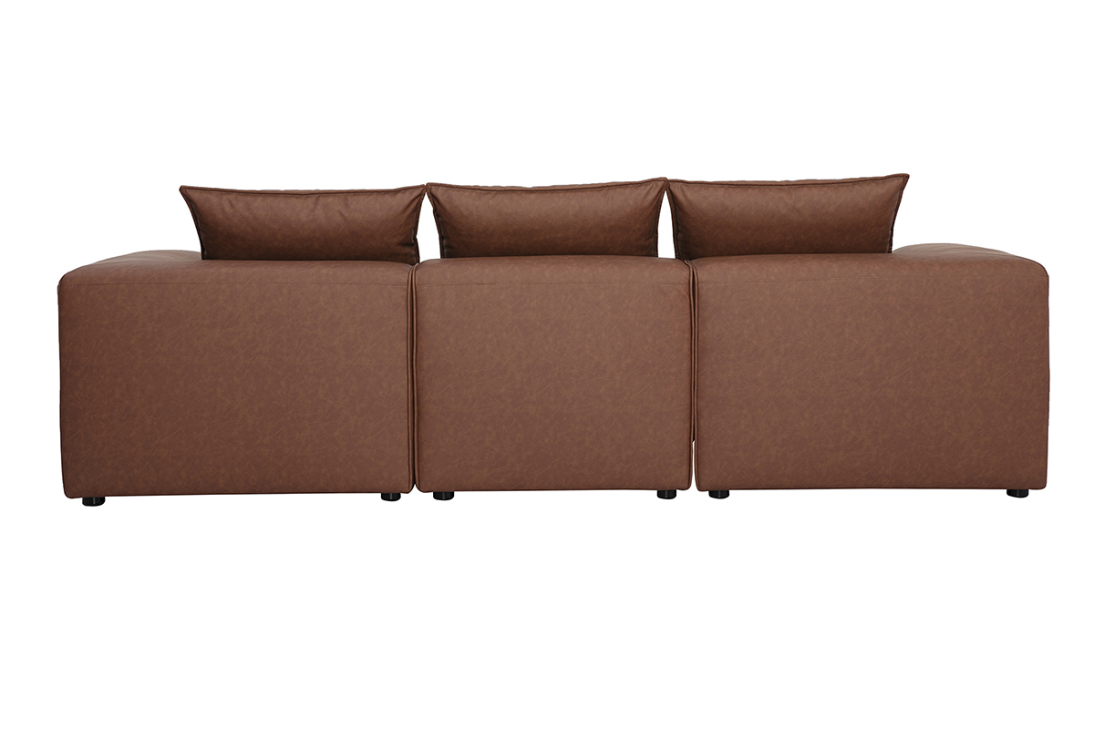 Canap� modulable 4 places en cuir marron FERGUS