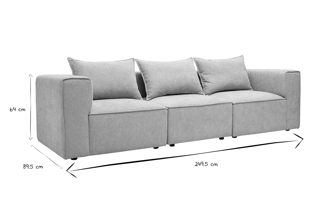 Canap� modulable 4 places en tissu effet velours textur� beige KERRY