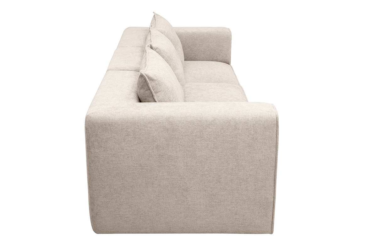 Canap� modulable 4 places en tissu effet velours textur� beige KERRY