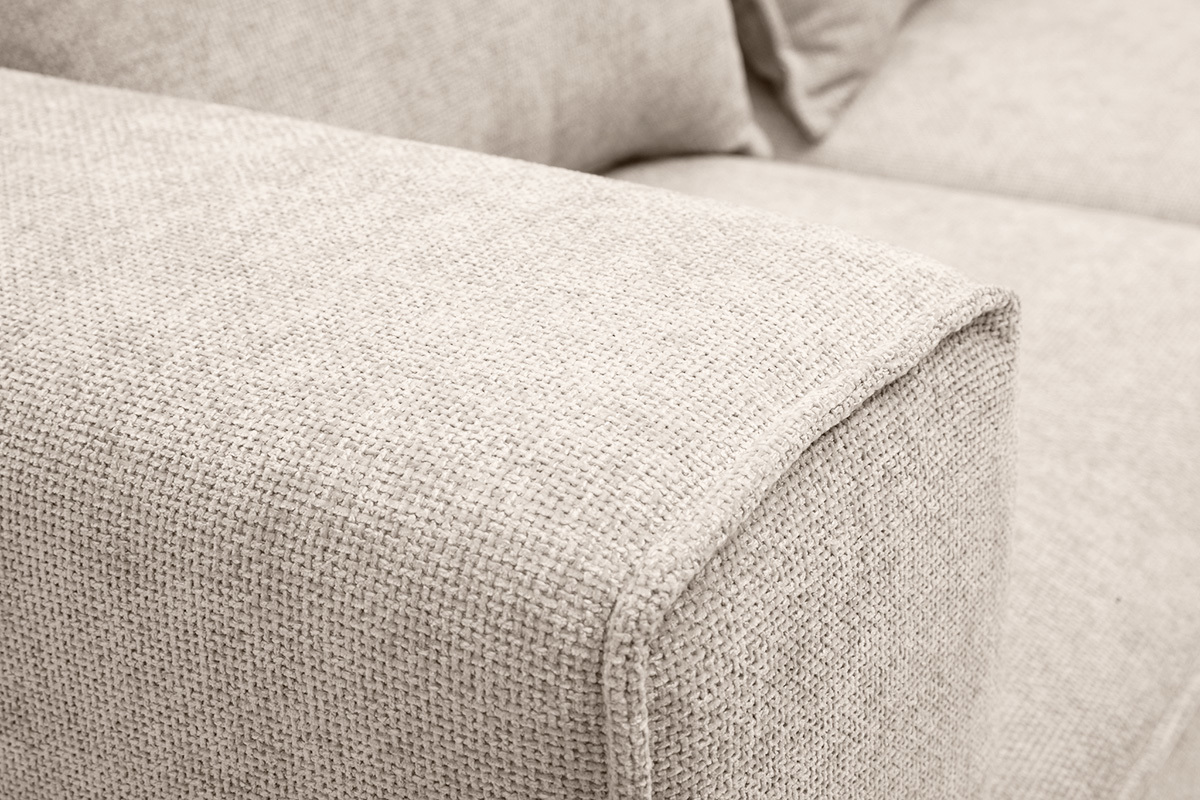 Canap� modulable 4 places en tissu effet velours textur� beige KERRY