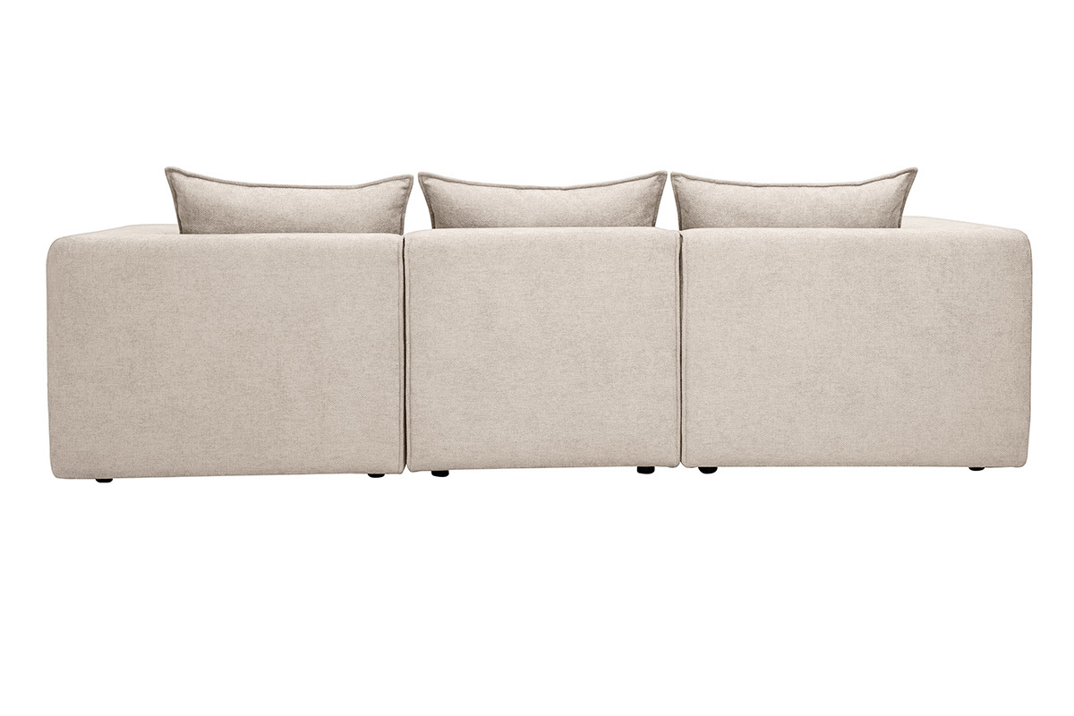 Canap� modulable 4 places en tissu effet velours textur� beige KERRY